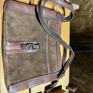 Brown Leather and Suede Men's Bag